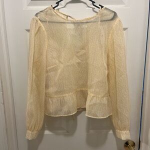 LOFT Light Cream Patterned Blouse